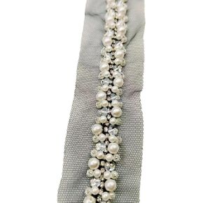 LDDGZSHANDMEDED PERL PERL EMBROVERY LACE DUT COAT THERT CUFF CUFT Accessories Accessories (White ، 2 Yard)