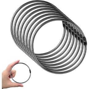 8pcs حلقات رابط أوراق فضفاضة ، 4 بوصات كتاب معدني كبير حلقات مفاتيح مفاتيح المفاتيح لبطاقات الفهرس صور المستندات المستندات المستندات