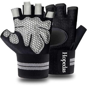 Workout Gloves Gym Weight Lifting Gloves with Wrist Wrap Support for Men & Women,Breathable Fingerless Exercise Gloves,for Fitness,Training，Pull ups，Full Palm Protection