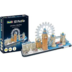Resil London Skyline 3D Buzzles للبالغين والأطفال الذين تتراوح أعمارهم بين 10 سنوات وأعلى الفنون الحرف - جسر البرج ، بيج بن ، لندن ، قصر باكنغهام - 107 قطعة