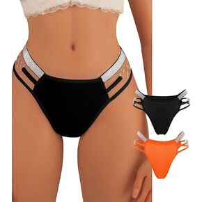 Banamic Women's Shine Strap Thong Underwear No Show Thongs Seamless Panties