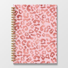 Black Leopard Print Spiral Notebook Journal 5.5x8.3, Cheetah Print Notebooks for Work, Leopard Print Gifts for Women