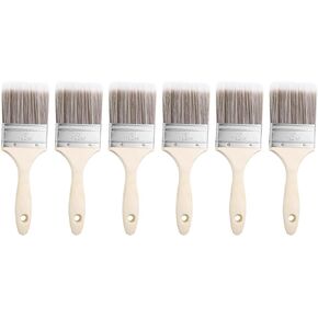 Harfington 6pcs فرش الطلاء 3 "الطلاء المسطح وفرش الرقائق مع مقبض خشبي للطلاء DIY مسطح الأثاث الأسوار