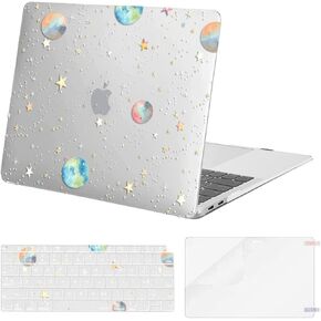 MOSISO Compatible with MacBook Air 13 inch Case 2022 2021 2020 2019 2018 A2337 M1 A2179 A1932, Plastic Planets Stars Hard Case&Keyboard Cover&Screen Protector for MacBook Air 13.3 inch,Transparent