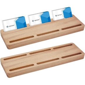 حامل بطاقة أعمال Wood Wood للمكتب 12.8 "× 3.94" عرض بطاقة عمل خشبية الوقوف 6 فتحات بطاقة بطاقة بريدية منظم بطاقة سطح المكتب منظمة سطح المكتب للمكتب منزل المنضدة