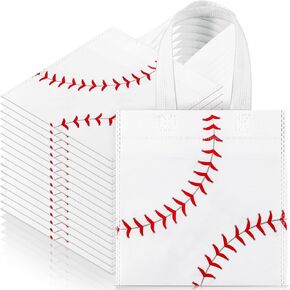 Sweetude 12 Pcs Volleyball Party Gift Bags Sports Theme Candy Goodie Bags 7.8 x 7.8 Inch Volleyball Non Woven Totes with Handles for Sports Party Favors Birthday Decor Supplies