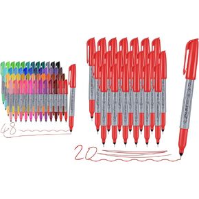Permanent markers bulk, quick drying in one second and Red Ultra Fine Point Permanent Marker, 20 Pa