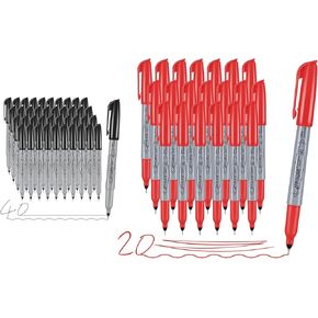 Permanent markers bulk, quick drying in one second and Red Ultra Fine Point Permanent Marker, 20 Pa