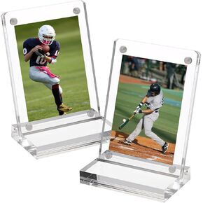 Hipiwe Baseball Card Frame Magnetic Card Holders for Trading Card Display Clear Acrylic Card Display Stand for Baseball Cards,Football Cards,Sports Cards,2 Pack