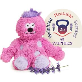 Warmies Microwavable & Weighted Stuffed Animals, Pink Monster - Heated Stuffed Animal Plushie for Warmth & Comfort - Cute Soft Plush Toys for Adults & Children (Boys, Girls, Babies & Toddlers)