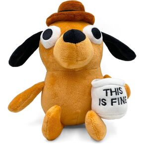 This is Fine Dog Plushie | Funny Coffee Dog Meme Plush | Hilarious Office Decor & Stuffed Animal Toy | Perfect for Xmas, Birthday, or Office Worker Gifts