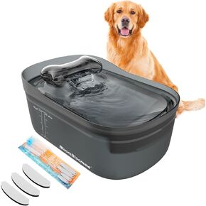 2.3gal/300oz/9l ultra healt pet fountain fountain للكلاب الكبيرة/المتوسطة داخل أوتوماتيكي ماء الكلب الموزع شبال شرب الشرب مع مجموعة التنظيف/3filters (رمادي)