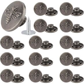 SUPERFINDINGS 40 Sets Jean Buttons Replacement Bees Pattern Button 18MM No-Sew Removable Metal Jeans Buttons Alloy Round Button for Jeans and Jackets Denim Clothes Coats Shirts