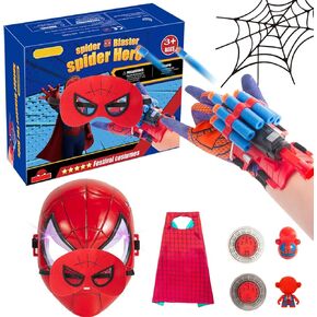 Jeemiter Kids Superhero Web Shooterers مجموعة هدايا مع قناع المتوهج في الظلام ، Hero Cape & More ، الأعمار من 4 إلى 12 هدايا عيد ميلاد