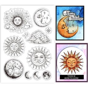Globleland Magic Sun and Moon Clear Stamps لصنع البطاقات عرافة علم الفلك السيليكون واضحة الطوابع السحابة الختم الشفافية