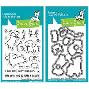 Lawn Fawn Furry and Bright 3 "x4" مجموعة ختم واضحة وتنسيق تخفيضات العشب ، حزمة من 2 عنصر (LF2670 LF2671)