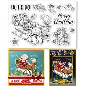 Merry Christmas Clear Stamps for Card Making Christmas Elk سحبت ختمات صافية مزلقة لألبوم صور DIY Nowflake Deer Elk Bareing Words Clear Rubber Scrapbooking Stamps and Diays Set