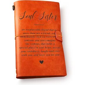Soul Sister Leather Journal Notebook من Women Sisters - Soul Sister صديق لا يمكن الاستغناء عنه محفور على مجلة السفر الجلدية المنقوش بالكتابة الهدية لعيد الميلاد