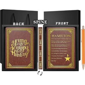 Hamilton Gift Hamilton Quote Journal Notebook Broadway Gift Musical Theatre Gift Musical Gift Hamilton Broadway Fans Gift,150Sheets,300 Pages ,A5 Notebook With A Random Color Pen (HAMILION-brown)
