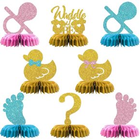 Maicaiffe waddle يكون طاولة العسل الزخارف المركزية - Glitter 8 PCS Boy أو Girl Party Table Decor