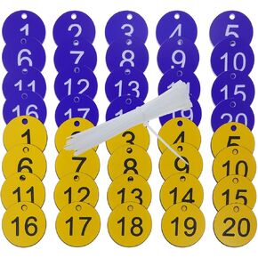 فقط Kxy 2Set رقم البلاستيك علامة 1-20 تحديد العلامات التعليق العلامات العلامات العلامات العلامات الأمتعة مع حلقات لعلامة ترميز مصنع مربع مفتاح منظمة منظمة (Black & Red)