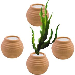 4 PCS النباتات المائية مجموعة خاتم ثابتة ، خزف مضاد للعدوى لتثبيت نباتات المياه أسماك أسماك المناظر الطبيعية الزخارف زخرفة الحوض (أحمر)