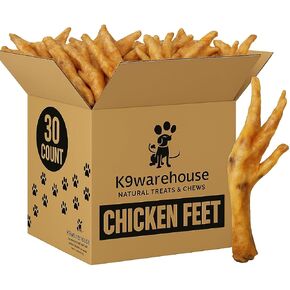 Chicken Feet for Dogs - All Natural, Nutritious Dog Treat - Healthy, Dried, Dehydrated Chicken Feet Treats for Dogs - Single Ingredient Dog Chews (30 Count)