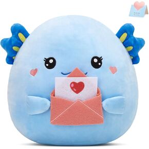 Axolotl Plush Stuffed Animals Original Love Letter Plushie Squishy Pillow Heart Gifts