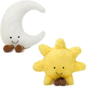لعبة Kawaii Sun and Moon Plush ， حيوان محشوة ناعم ومريح ، وسادة مثالية معانقة وتزيين المنزل للأطفال والفتيات (الشمس والقمر)