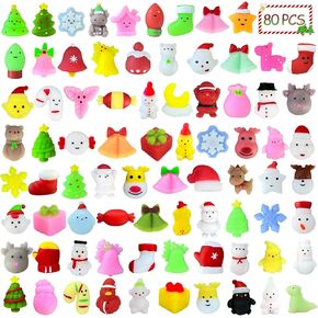 80pcs عشوائي عيد الميلاد موتشي اسفنجي ألعاب الاسكتشاف ألعاب عيد الميلاد للأطفال الفتيات الأولاد الصغار الحفلات عيد الميلاد ، وتوترات التخفيف من جوائز الفصول الدراسية تخزين المواد الغذائية الهدايا