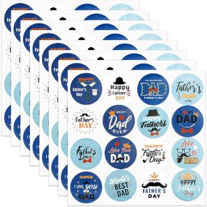 128pcs Father's Day Stickers, 8 Sheets Father's Day Envelope Seals Labels Stickers Decals Happy Fathers Day Tags Round Dad Stickers Father's Day Party Decorations for Crafts, Greeting Cards, Gift Box