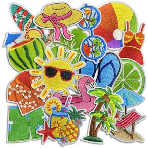 Pink Embroidered Patches, Cute Iron On Patches for Girls, Preppy DIY Decoration Sew Applique Repair Patch for Backpacks, Clothes, Pants, Jackets, Jeans (Trendy3 16 Pcs)