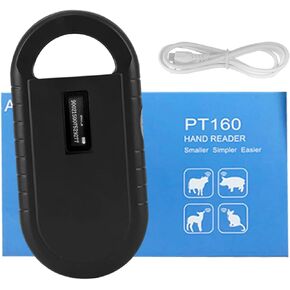 قارئ ماسح ضوئي للخلفية PET-134.2 كيلو هرتز 125 كيلو هرتز 15 رقمًا ماسحة رقاقة للكلاب للحيوان/الحيوانات الأليفة/الخنازير/القطط ، تدعم علامة EMID و FDX-B ، تحميل بيانات USB ، شاشة OLED ، ذاكرة 128-إدخال (PT160 White)