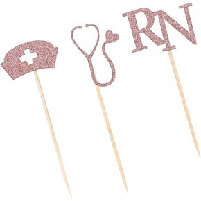 Stobok 24PCS Cupcake Toppers for RN Medical Termented Party Party Party Cupcake Topcake Toppers Gurning Cupcake تختار لوازم الحفلات تحت عنوان