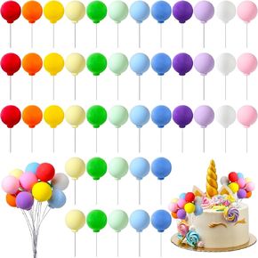 Sieral 60 PCS Mini Balloon Cake Toppers Rainbow Round Balls Cupcake Toppers لعيد ميلاد ديكورات حفل زفاف الطفل ، 12 لونًا