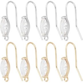 Beebeecraft 20pcs 2 اللون الزركوني المكعب حلق الخطاف 18K الذهب والبلاتين مطلي U.