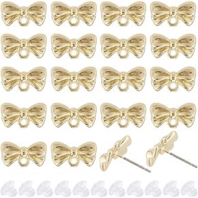 Sunnyclue 1 Box 90pcs stud arring arring deponds powknot arring posts with 925 sterling silver pins stud with roles arring studs for making accessories diy dangle arcles supplies women women