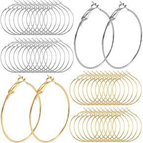 48Pcs 50mm Round Hoop Earrings Finding, Gold Silver Hypoallergenic Earring Hoops, Alloy Open Beading DIY Earrings Supplies for Jewelry Making Craft in Saudi Arabia