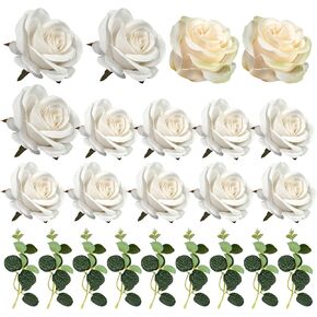 Flower Cake Toppers Boho Cake Toppers Artificial White Rose Eucalyptus Cake Decorations for Girl Women Birthday Baby Shower Wedding Valentine's Day Celebration Boho Party Supplies (Style 7)