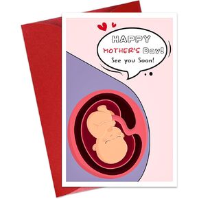 بطاقة عيد الأم الأولى لأمي من Bump Happy 1st Mothers Day Grating Card مع بطاقة هدايا الحمل في عيد الأم مظروف للأم لتكون أمي لأول مرة أمي تتوقع أمي