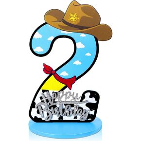Toy موضوع عيد الميلاد الثالث رقم حفلة مركزية الرقم كارتون الرقم علامة زرقاء السماء و White Cloud Cow Cow Decor