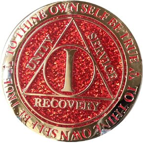 1 سنة AA Medallion Reflex Red Glitter Gold Plated Color Chip