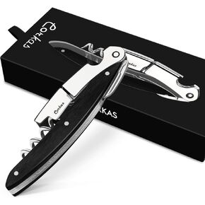 Wine Key - CORKAS Prestige Waiter Corkscrew with Rosewood Handle, Handcrafted Wine Opener Manual with Double Hinged, Foil Cutter and Bottle Opener, Ideal Gifts for Sommelier, Bartenders, Servers