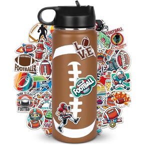 Football Gifts for Boys 6-8 8-12 12-14,Football Water Bottles and 50PCS Stickers Dirp Stuff for Kid Player Lovers(18OZ)