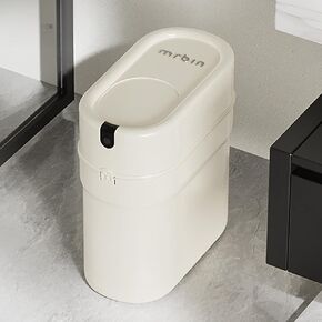 Slim Automatic Bathroom Trash Can, 10L/2.6gal Touchless Pull Out Bagging Motion Sensor Waste Basket, Electric Smart Garbage Pail for Narrow Rv, Kitchen, Bedroom, White