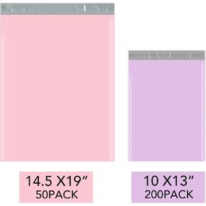 Fuxury Poly Mailers 14.5x19" 100 Pack + 10x13" 200 Pack,Self Adhesive Shipping Bags for Clothing,Waterproof Shipping Envelopes for Small Business