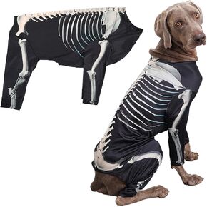 Skelenton Dog Costume Halloween Healween Skeleton Dogs Compits Heledon Cog Dog Colles Cog Dog Class for Dogs Exger Dogs (الهيكل العظمي ، L)