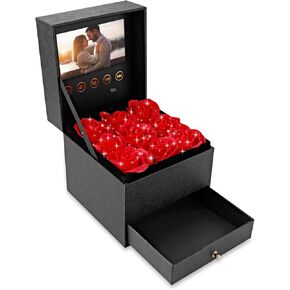 عيد الحب هدية 9 RED ROSES FLOWERS PLAYER BOX ألبوم زفاف الأم يوم عيد ميلاد الأم هدية 4.3 بوصة شاشة LCD ذاكرة 4 جيجابايت ودعم البطارية قابلة لإعادة الشحن صورة/فيديو تحميل روز