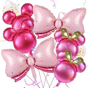 8pcs mouse head عيد ميلاد بالونات - 24 '' 'Pink Bow Aluminium Balloon مع الترتر لزخارف حفلة عيد الميلاد ، مستلزمات الحفلات Jumbo Mouse Head