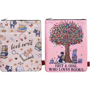 2 PCS Book Sleeves Book Nerd وفتاة تحب الكتب